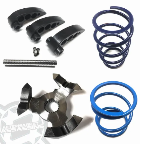 Aftermarket Assassins wide recoil clutch kit, clutch weights, primary spring, secondary spring
