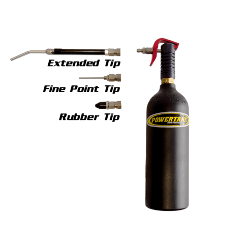 Power Tank Power Shot Cleaning Kit . Extended Tip, Fine Point Tip, Rubber Tip. Matte Black 20 oz. Bottle