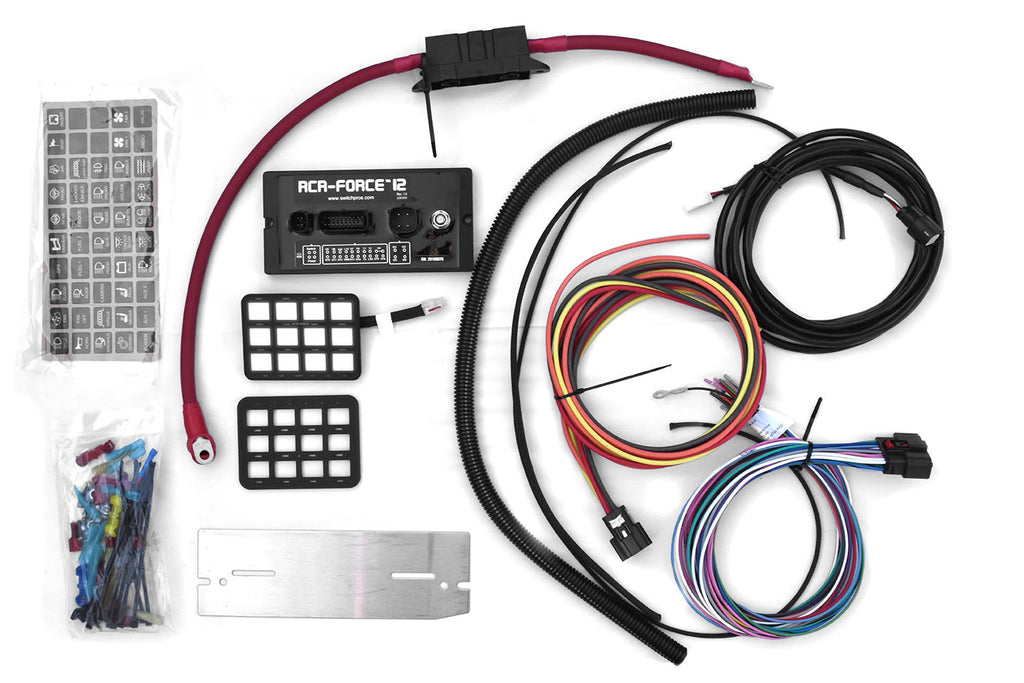 RCR-Force-12-Kit-12-switch-system-amp-Installation-brackets-hardware-unit-stickers-waterproof-solid-state-power-module-colored-circuit-wires-11ft-communication-cable